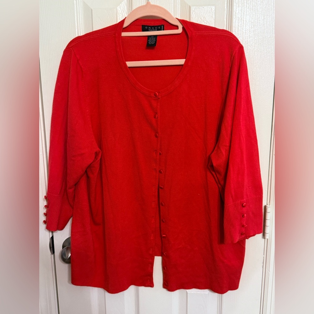 Grace Bold Red‎ Cardigan Sweater